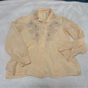Vintage 1950s silk embroidered blouse